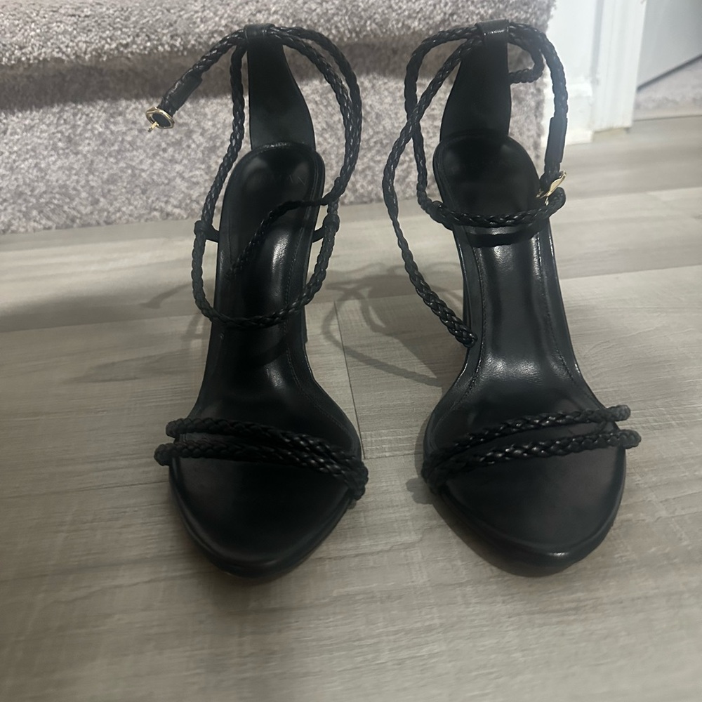 Alexandre Birman Black Braided Strap Heels